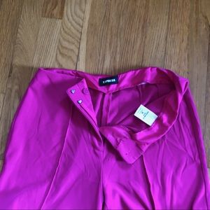 express pink petite wide leg cropped pants